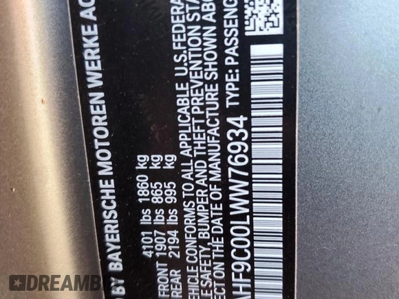 2020 BMW Z4 sDriveM40i z VIN WBAHF9C00LWW76934, wystawiony jako Copart lot #55810755 z przebiegiem 52 230 mil mil oraz Szkody całkowita. Historia ofert i sprzedaży dostępna na DreamBid. Obrazek 12.