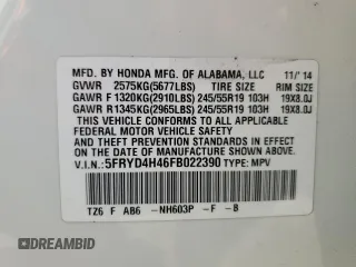 2015 Acura MDX Technology z VIN 5FRYD4H46FB022390, wystawiony jako Copart lot #57332395 z przebiegiem 173 430 mil mil oraz Szkoda całkowita • Salvage title. Historia ofert i sprzedaży dostępna na DreamBid. Obrazek 13.