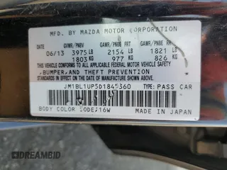 2013 Mazda 3 i Sport with VIN JM1BL1UP5D1845360, listed as a Copart auction lot 54293845 with 219,905 mi miles and Salvage Title. Bid and sale history available at DreamBid. Image 12.