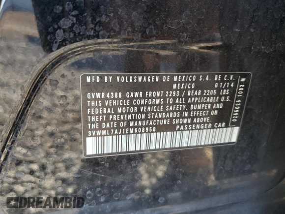 2014 Volkswagen Jetta SportWagen TDI w/Sunroof with VIN 3VWML7AJ1EM608958, listed as a Copart auction lot 76607064 with 127,283 mi miles and Salvage Title. Bid and sale history available at carsss.com. Image 12.