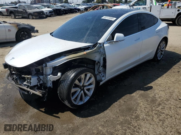 2019 Tesla Model 3 Mid Range with VIN 5YJ3E1EA0KF466585, listed as a Copart auction lot 50313695 with 70,703 mi miles and Salvage Title. Bid and sale history available at carsss.com. Image 1.
