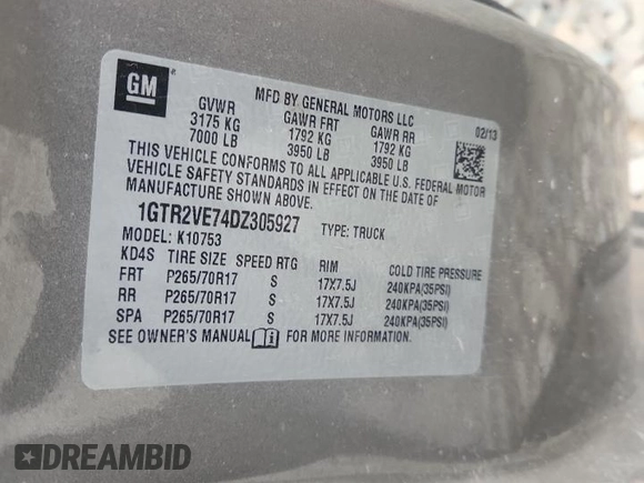 2013 GMC Sierra 1500 SLE z VIN 1GTR2VE74DZ305927, wystawiony jako Copart lot #57966285 z przebiegiem 170 543 mil mil oraz Czysty tytuł • Clean title. Historia ofert i sprzedaży dostępna na DreamBid. Obrazek 12.