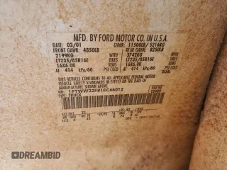 2001 Ford F-350 XL with VIN 1FTWW32F81EC66012, listed as a Copart auction lot 48225834 with 141,971 mi miles and Salvage title. Bid and sale history available at DreamBid. Image 13.