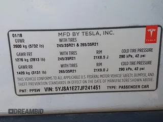 2018 Tesla Model S 75D с VIN 5YJSA1E27JF241451, выставлен на аукционе IAAI как лот 42374353 с пробегом 76 543 миль миль и . История ставок и продаж доступна на DreamBid. Изображение 9.