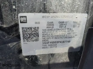 2023 Chevrolet Bolt EUV LT with VIN 1G1FY6S03P4187748, listed as a IAAI auction lot 41726037 with 23,098 mi miles. Bid and sale history available at carsss.com. Image 9.