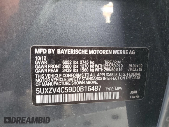 2013 BMW X5 xDrive35i with VIN 5UXZV4C59D0B16487, listed as a Copart auction lot 44130225 with 140,192 mi miles and Clean Title. Bid and sale history available at carsss.com. Image 13.
