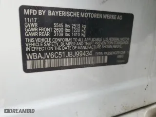 2018 BMW 6 Series 640i xDrive with VIN WBAJV6C51JBJ99434, listed as a Copart auction lot 47861775 with 85,292 mi miles and Salvage Title. Bid and sale history available at carsss.com. Image 12.