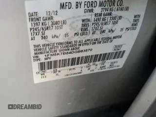 2013 Ford Explorer z VIN 1FM5K7B84DGB83570, wystawiony jako Copart lot #79343753 z przebiegiem 174 189 mil mil oraz Szkoda całkowita • Salvage title. Historia ofert i sprzedaży dostępna na DreamBid. Obrazek 12.