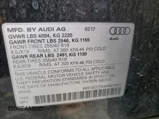 2017 Audi Q3 Prestige with VIN WA1GCCFS4HR016879, listed as a Copart auction lot 44361465 with 48,988 mi miles and Salvage Title. Bid and sale history available at carsss.com. Image 13.