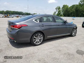 2018 Genesis G80 3.8L with VIN KMHGN4JE0JU238650, listed as a Copart auction lot 63099184 with 83,392 mi miles and Salvage Title. Bid and sale history available at carsss.com. Image 3.