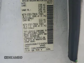 2017 Nissan Frontier SV with VIN 1N6DD0ER6HN724400, listed as a Copart auction lot 54659325 with 123,800 mi miles and Salvage title. Bid and sale history available at DreamBid. Image 12.