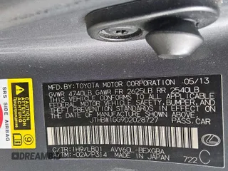 2013 Lexus ES 300h with VIN JTHBW1GG9D2028727, listed as a Copart auction lot 60528025 with 313,614 mi miles and Clean title. Bid and sale history available at DreamBid. Image 12.