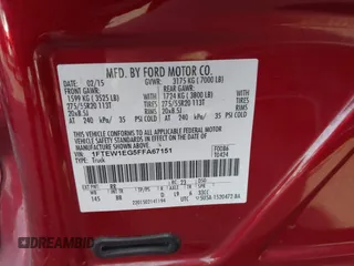 2015 Ford F-150 XLT with VIN 1FTEW1EG5FFA67151, listed as a IAAI auction lot 41550457 with 133,401 mi miles and . Bid and sale history available at DreamBid. Image 9.