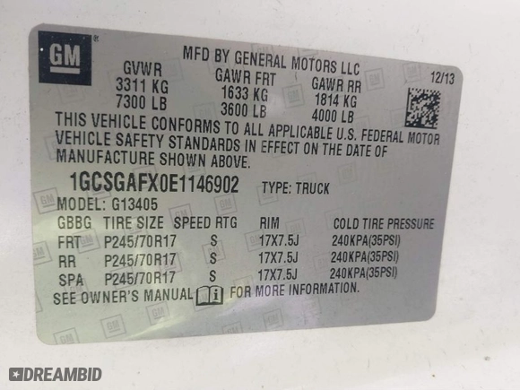2014 Chevrolet Express Cargo Van with VIN 1GCSGAFX0E1146902, listed as a IAAI auction lot 41843275 with 261,413 mi miles. Bid and sale history available at carsss.com. Image 9.