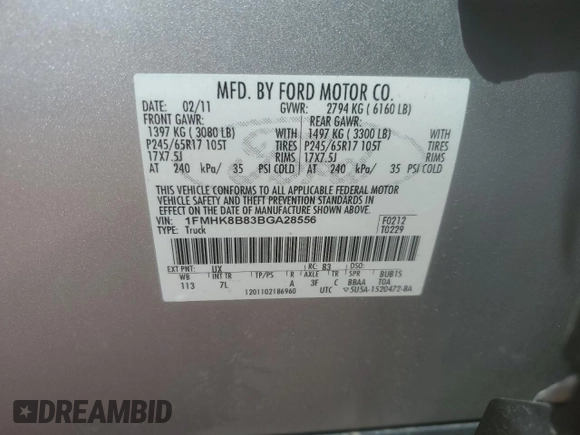 2011 Ford Explorer z VIN 1FMHK8B83BGA28556, wystawiony jako Copart lot #54330445 z przebiegiem 162 053 mil mil oraz Szkoda całkowita • Salvage title. Historia ofert i sprzedaży dostępna na DreamBid. Obrazek 14.