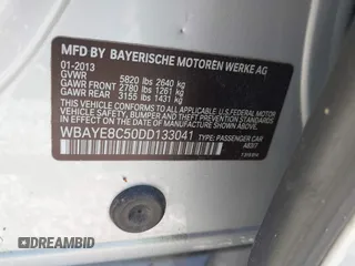2013 BMW 7 Series 750Li z VIN WBAYE8C50DD133041, wystawiony jako IAAI lot #42280002 z przebiegiem Nie podano mil oraz . Historia ofert i sprzedaży dostępna na DreamBid. Obrazek 9.