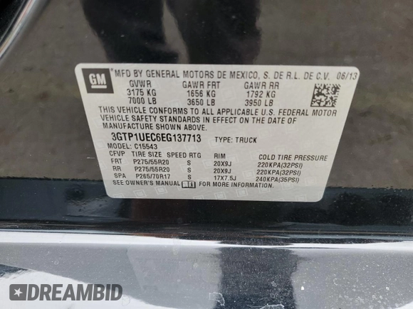 2014 GMC Sierra 1500 SLE z VIN 3GTP1UEC6EG137713, wystawiony jako Copart lot #53210855 z przebiegiem Nie podano mil oraz Szkoda całkowita • Salvage title. Historia ofert i sprzedaży dostępna na DreamBid. Obrazek 12.