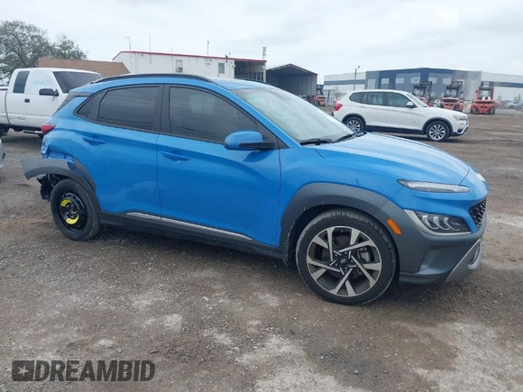 2022 Hyundai Kona Limited with VIN KM8K53A30NU883808, listed as a IAAI auction lot 41763757 with 49,811 mi miles. Bid and sale history available at carsss.com. Image 1.