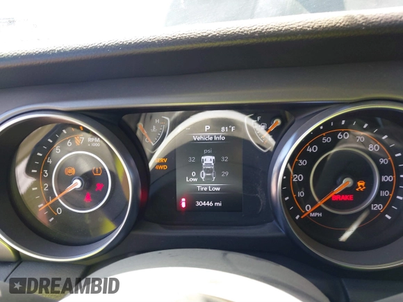 2022 Jeep Wrangler Unlimited Sport with VIN 1C4HJXDG5NW113205, listed as a IAAI auction lot 41836171 with 30,446 mi miles and . Bid and sale history available at DreamBid. Image 7.