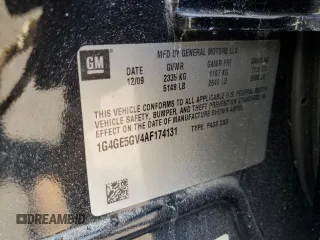 2010 Buick LaCrosse CXS with VIN 1G4GE5GV4AF174131, listed as a Copart auction lot 70037344 with 0 mi miles and Salvage Title. Bid and sale history available at carsss.com. Image 12.