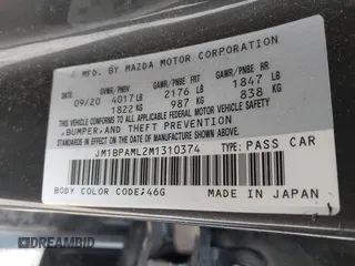 2021 Mazda 3 Premium with VIN JM1BPAML2M1310374, listed as a IAAI auction lot 41190608 with 97,648 mi miles. Bid and sale history available at carsss.com. Image 9.