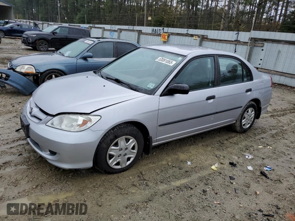 2005 Honda Civic VP with VIN 1HGES16355L008304, listed as a Copart auction lot 53081065 with 37,176 mi miles and Salvage Title. Bid and sale history available at DreamBid. Image 1.