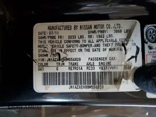 2011 Nissan 370Z Touring with VIN JN1AZ4EH9BM554829, listed as a Copart auction lot 88817055 with 139,545 mi miles and Salvage Title. Bid and sale history available at carsss.com. Image 14.
