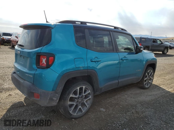 2022 Jeep Renegade Limited z VIN ZACNJDD14NPN95513, wystawiony jako Copart lot #67209794 z przebiegiem 12 448 mil mil oraz Szkoda całkowita • Salvage title. Historia ofert i sprzedaży dostępna na DreamBid. Obrazek 3.