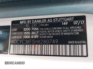 2017 Mercedes-Benz G 550 z VIN WDCYC3KF5HX280749, wystawiony jako IAAI lot #42648445 z przebiegiem 75 967 mil mil oraz . Historia ofert i sprzedaży dostępna na DreamBid. Obrazek 9.