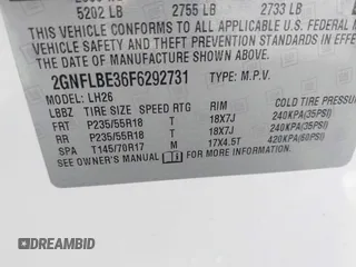 2015 Chevrolet Equinox LT with VIN 2GNFLBE36F6292731, listed as a IAAI auction lot 41845624 with 135,040 mi miles. Bid and sale history available at carsss.com. Image 9.