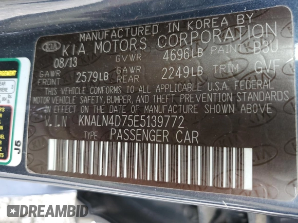 2014 Kia Cadenza Premium with VIN KNALN4D75E5139772, listed as a Copart auction lot 70265124 with 57,907 mi miles and Salvage Title. Bid and sale history available at carsss.com. Image 12.