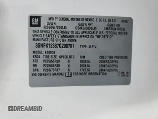 2007 Chevrolet Avalanche 1LT z VIN 3GNFK12387G298781, wystawiony jako Copart lot #58085925 z przebiegiem 98 266 mil mil oraz Szkoda całkowita • Salvage title. Historia ofert i sprzedaży dostępna na DreamBid. Obrazek 12.