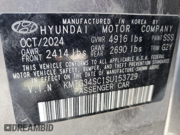 2025 Genesis G70 2.5T with VIN KMTG34SC1SU153729, listed as a Copart auction lot 51311795 with 13,251 mi miles and Salvage Title. Bid and sale history available at carsss.com. Image 12.