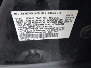 2017 Honda Pilot Touring with VIN 5FNYF6H9XHB062171, listed as a IAAI auction lot 41927969 with 210,633 mi miles. Bid and sale history available at carsss.com. Image 9.