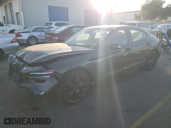 2023 Genesis G70 2.0T with VIN KMTG34TA1PU122906, listed as a Copart auction lot 73328364 with 11,439 mi miles and Salvage Title. Bid and sale history available at carsss.com. Image 1.
