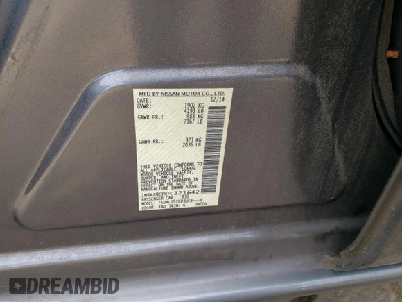 2015 Nissan LEAF SV with VIN 1N4AZ0CPXFC321642, listed as a Copart auction lot 69710373 with 49,954 mi miles. Bid and sale history available at carsss.com. Image 12.