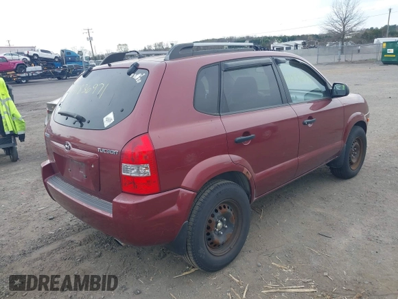 2007 Hyundai Tucson GLS with VIN KM8JM12B17U516895, listed as a IAAI auction lot 41836971 with 193,049 mi miles. Bid and sale history available at carsss.com. Image 4.