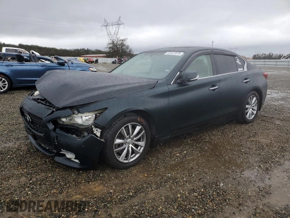 2014 Infiniti Q50 Premium with VIN JN1BV7AP7EM681114, listed as a Copart auction lot 49161975 with 140,269 mi miles and Salvage Title. Bid and sale history available at carsss.com. Image 1.