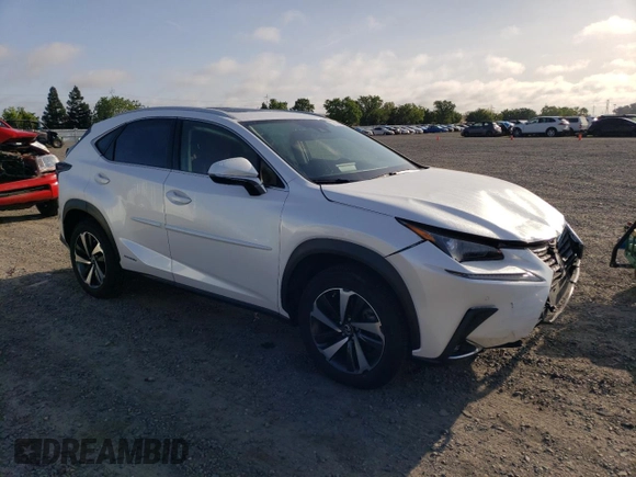2021 Lexus NX 300h with VIN JTJGJRDZ0M5014172, listed as a Copart auction lot 52176455 with 43,644 mi miles and Salvage Title. Bid and sale history available at DreamBid. Image 4.