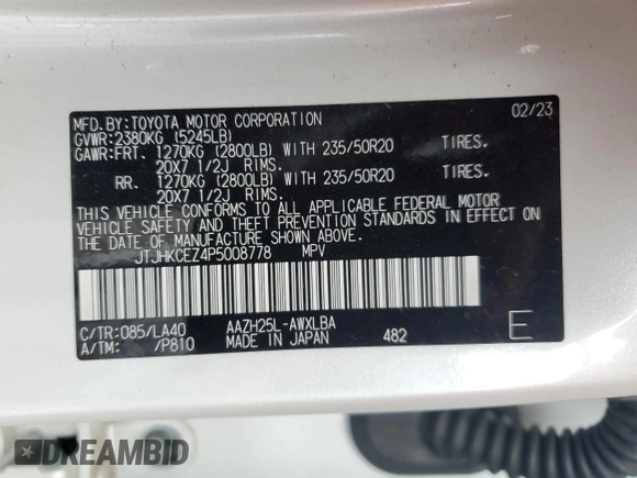 2023 Lexus NX 350h Luxury with VIN JTJHKCEZ4P5008778, listed as a Copart auction lot 45281265 with 21,724 mi miles and Salvage Title. Bid and sale history available at DreamBid. Image 13.