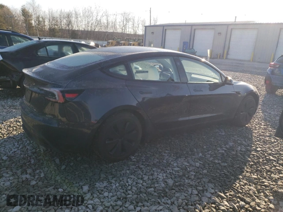 2024 Tesla Model 3 with VIN 5YJ3E1EA2RF859983, listed as a Copart auction lot 48044865 with 2,277 mi miles and Salvage Title. Bid and sale history available at DreamBid. Image 3.
