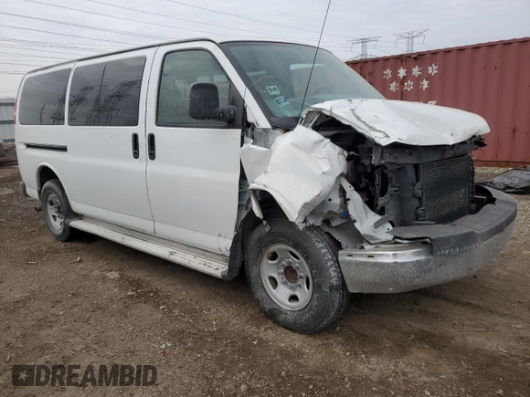 2009 Chevrolet Express Passenger with VIN 1GAHG35K291173593, listed as a Copart auction lot 43442085 with Not provided miles and Salvage title. Bid and sale history available at DreamBid. Image 4.