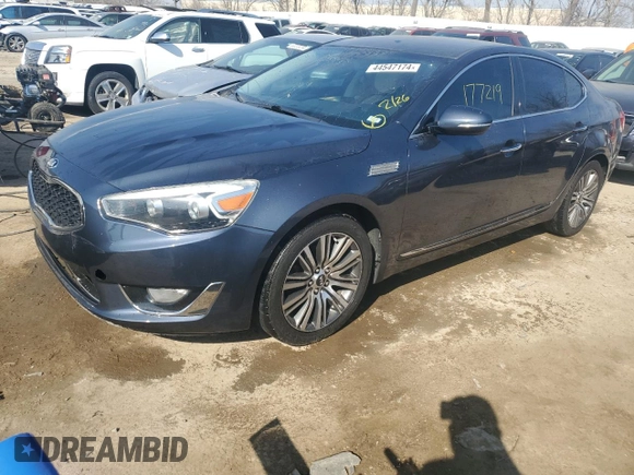 2014 Kia Cadenza Premium with VIN KNALN4D76E5128795, listed as a Copart auction lot 44547174 with 177,219 mi miles and Salvage Title. Bid and sale history available at carsss.com. Image 1.