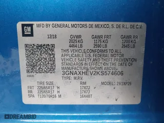 2019 Chevrolet Equinox LS with VIN 3GNAXHEV2KS574606, listed as a IAAI auction lot 41208945 with 79,325 mi miles. Bid and sale history available at carsss.com. Image 9.