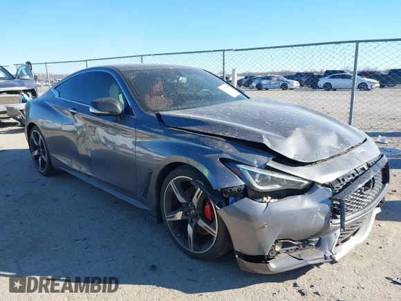 2022 Infiniti Q60 Red Sport 400 with VIN JN1FV7LL2NM680688, listed as a IAAI auction lot 41263397 with 14,001 mi miles and . Bid and sale history available at DreamBid. Image 1.