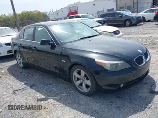 2007 BMW 5 Series 525i with VIN WBANE53577CY05978, listed as a IAAI auction lot 41943909 with 161,541 mi miles and . Bid and sale history available at carsss.com. Image 1.