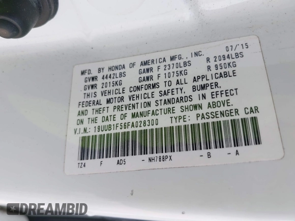 2015 Acura TLX Technology z VIN 19UUB1F56FA028300, wystawiony jako IAAI lot #41895422 z przebiegiem 188 353 mil mil oraz . Historia ofert i sprzedaży dostępna na DreamBid. Obrazek 9.