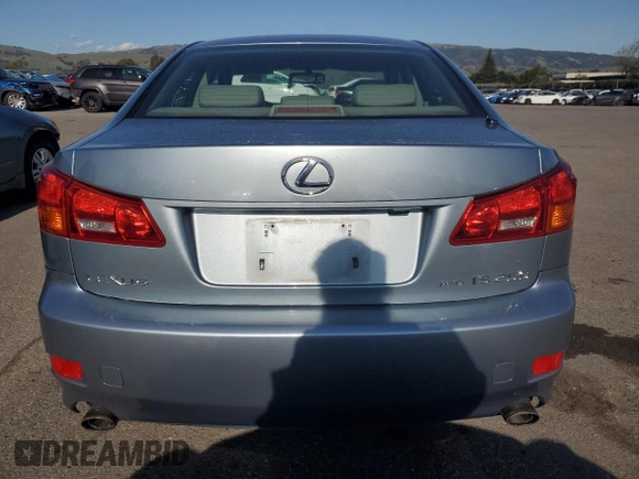 2006 Lexus IS 250 with VIN JTHCK262065003793, listed as a Copart auction lot 50196065 with 302,254 mi miles and Salvage Title. Bid and sale history available at DreamBid. Image 6.