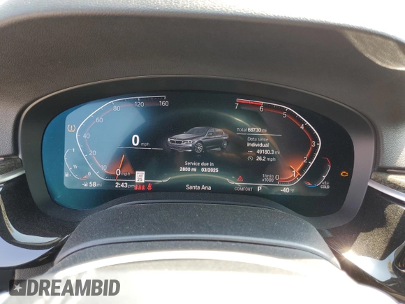 2020 BMW 5 Series 530i with VIN WBAJR3C04LWW81818, listed as a Copart auction lot 71645784 with 68,730 mi miles and Salvage Title. Bid and sale history available at DreamBid. Image 9.
