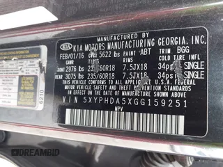 2016 Kia Sorento EX with VIN 5XYPHDA5XGG159251, listed as a IAAI auction lot 42414315 with 132,051 mi miles and . Bid and sale history available at DreamBid. Image 9.
